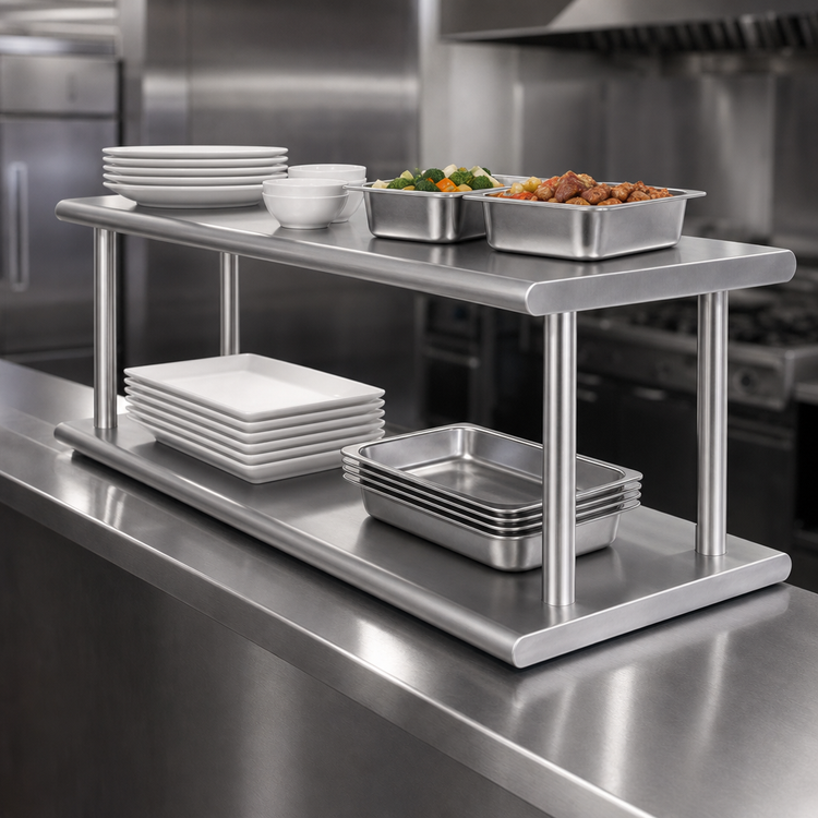 Product image #3 for Double-Tier Pass-Thru Shelf, 144 x 24 Inches, Stainless Steel