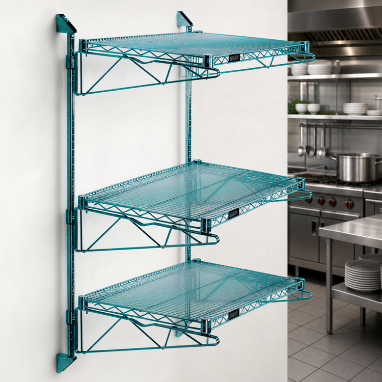 Product image #3 for Quantum Wall-Mounted Cantilever Shelving Starter Unit with 3 Wire Shelves