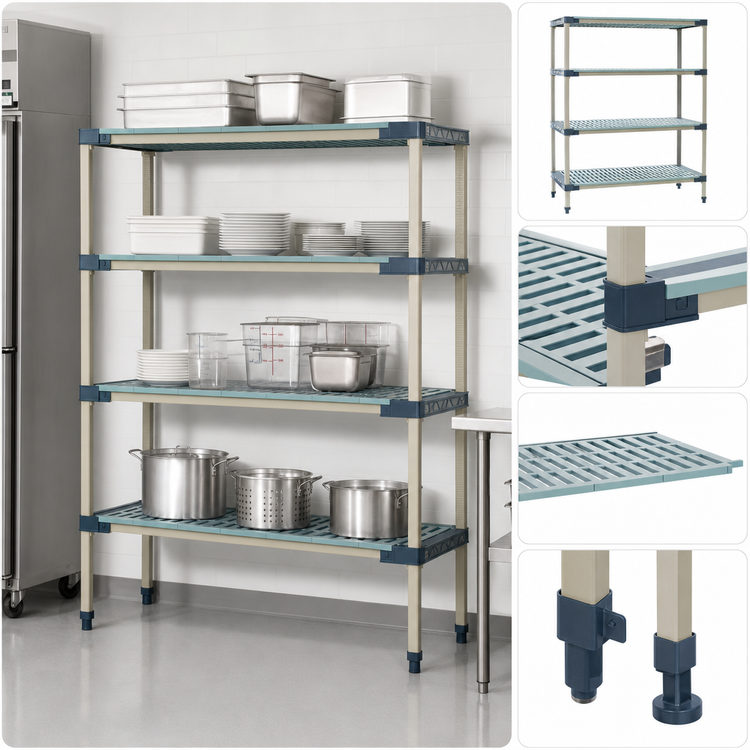Product image #3 for MetroMax 4 4-Shelf All-Polymer Starter Shelving Unit, 42"W x 24"D x 63"H