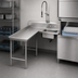 Thumbnail image #3 for Advance Tabco 47-Inch L-Shaped Left-Hand Island Soil Dishtable with Pre-Rinse Sink, 14-Gauge 304 Stainless Steel