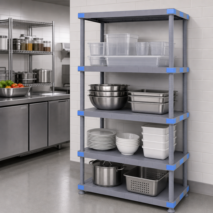 Product image #3 for Quantum Millenia 24-Inch W x 21-Inch D x 62-Inch H Solid Gray Polymer Starter Shelving Unit