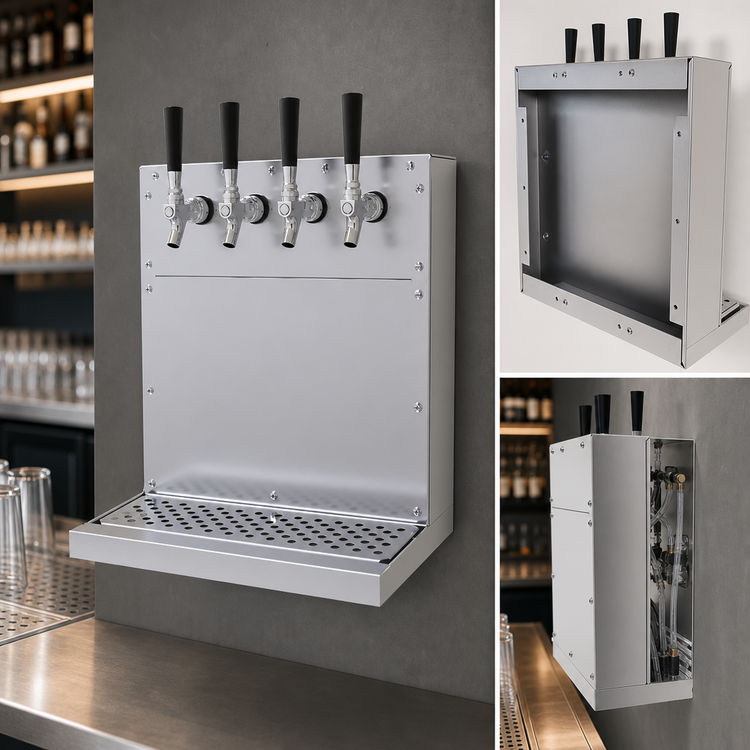 Product image #3 for Wall-Mount Glycol-Cooled Draft Dispensing Tower with 4 Stainless Steel Faucets