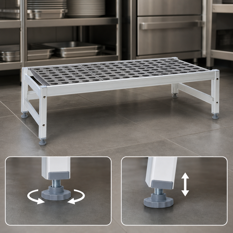 Product image #3 for Fermostock 59-Inch x 22-Inch x 12-Inch Aluminum Dunnage Rack with Adjustable Composite Feet