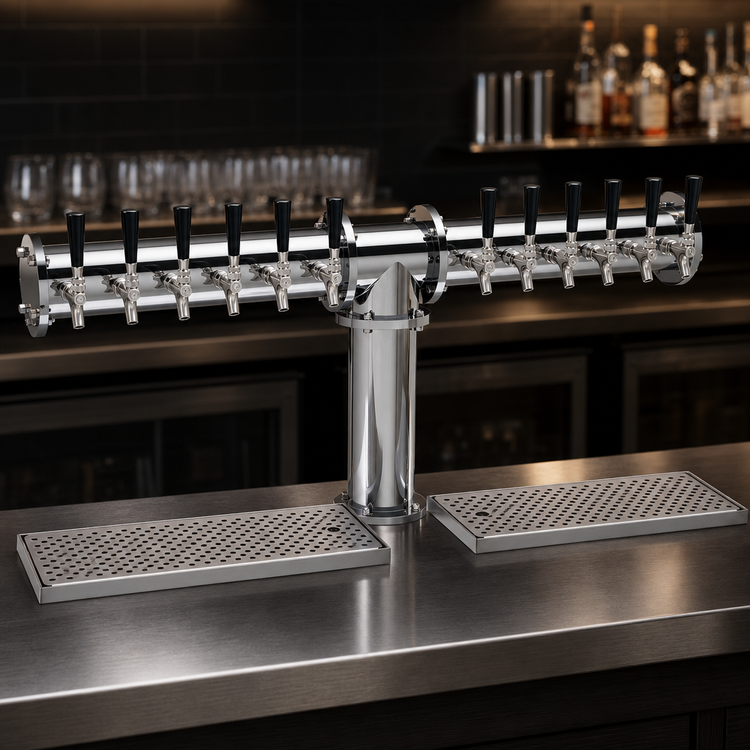 Product image #3 for Glastender 12-Faucet Countertop Air-Cooled Pipe Tee Draft Dispensing Tower
