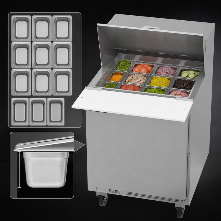Product image #4 for Beverage Air SPE27HC-12M 27-Inch Mega Top Refrigerated Sandwich Prep Table, 1 Section, 1 Door