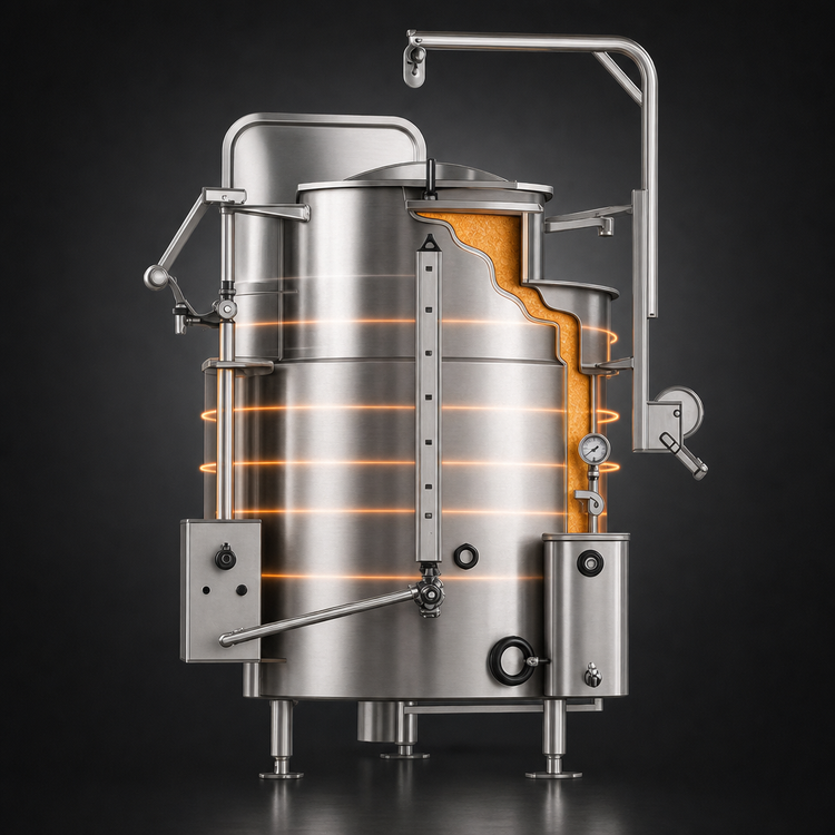 Product image #3 for Legion LTCRG-60 60-Gallon Gas Coffee Kettle with Insulated Steam Jacket and Tri-Leg Base