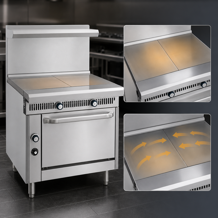 Product image #3 for Imperial Spec Series 36-Inch Heavy Duty Gas Range with Two 18-Inch Hot Tops and Open Cabinet Base