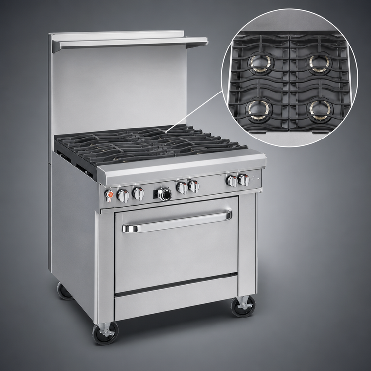 Product image #3 for Southbend Ultimate 24-Inch Gas Restaurant Range with 4 Open Burners and Space Saver Oven