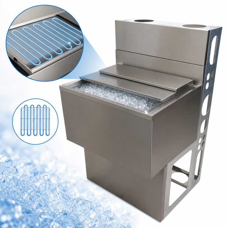 Product image #3 for BK Resources 31-Inch Underbar Ice Bin with 8-Circuit Aluminum Cold Plate and 100 lb Capacity