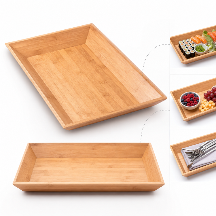 Product image #3 for American Metalcraft Rectangular Bamboo Serving Tray, 18 x 12 x 2 Inches