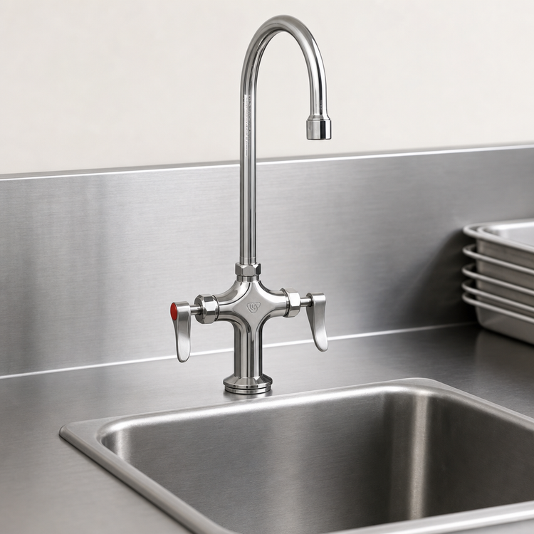 Product image #4 for UltraRinse Single-Hole Deck-Mount Stainless Steel Mixing Faucet with 5 3/4-Inch Gooseneck Spout