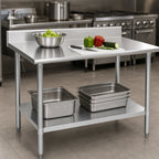 Thumbnail image #3 for Eagle Group Budget Series T2430B-BS 430 Stainless Steel Work Table, 30 x 24 in, 4-1/2 in Backsplash, Adjustable Undershelf