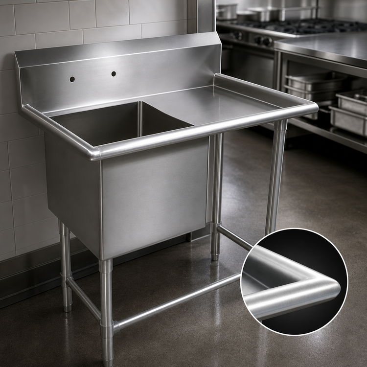 Product image #3 for John Boos Pro-Bowl 1-Compartment Sink with Right Drainboard and 10-Inch Backsplash