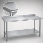 Thumbnail image #3 for Duke Manufacturing 316S-2448-2R 48 x 24 Inch 16-Gauge 300 Series Stainless Steel Work Table with Straight Riser and Undershelf