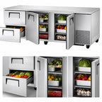 Thumbnail image #3 for True Mfg. - General Foodservice TUC-93D-2-HC Deep Undercounter Refrigerator, 93-1/4" Wide, 2 Doors/2 Drawers, Self-Contained Side-Mounted