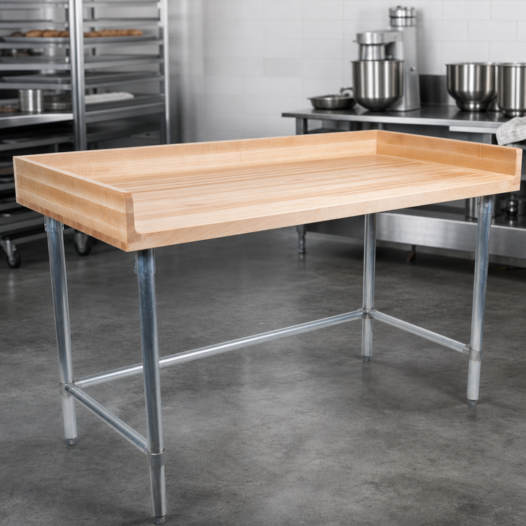 Product image #3 for John Boos 72 in. x 30 in. Baker's Top Wood Work Table with Stainless Steel Legs