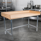 Thumbnail image #3 for John Boos DSB08 72 x 30 in. Baker's Work Table, Northern Hard Rock Maple Top, 1-3/4 in. Thick, Stainless Steel Legs