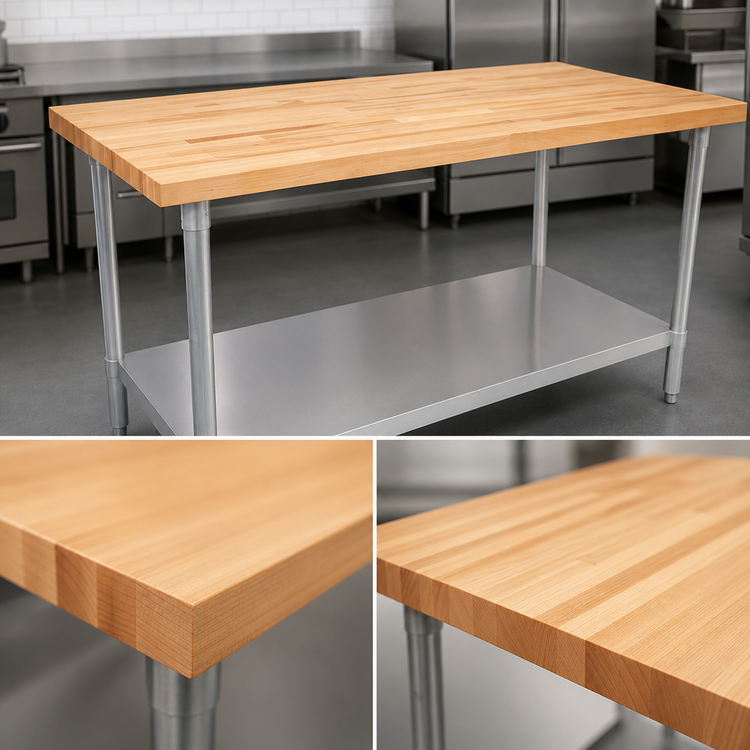 Product image #3 for John Boos HNS07 120-Inch x 24-Inch Wood Top Work Table with Adjustable Undershelf