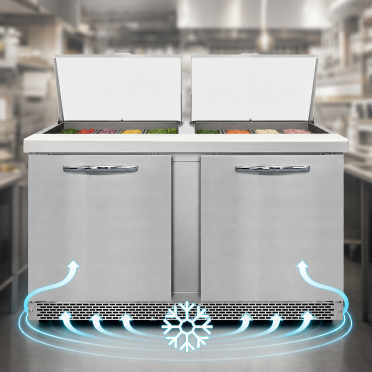 Product image #3 for Continental Refrigerator Mighty Top SW60N24M-FB 60" Two-Section 24-Pan Front Breather Sandwich Unit