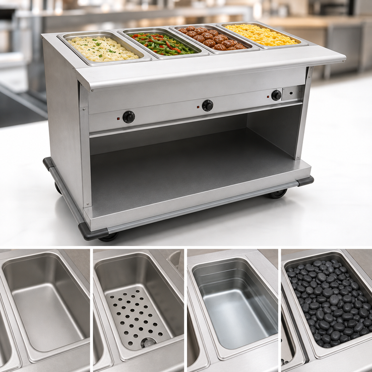 Product image #3 for Spec-Master PHT4OB-208-3 Portable Electric Hot Food Table with (4) 12x20 Inch Wet/Dry Wells