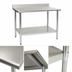 Thumbnail image #3 for Eagle Group BlendPort® BPT-2472EB-BS 72 x 24 Inch 16 Gauge 300 Series Stainless Steel Work Table with Backsplash and Adjustable Undershelf