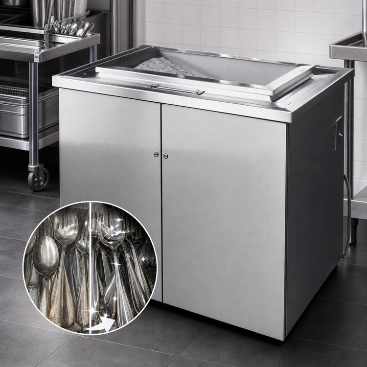 Product image #3 for Blakeslee BB-1224 Silver Saver Stationary Open-Top Stainless Steel Burnisher System