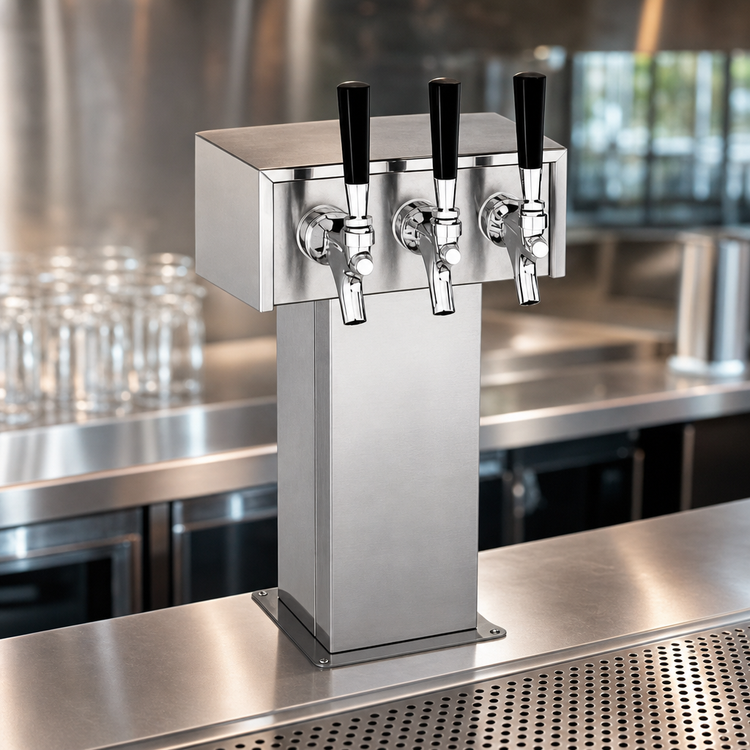Product image #3 for Perlick EA2110-2B 2-Faucet Air-Cooled Tee Beer Dispensing Tower, Stainless Steel
