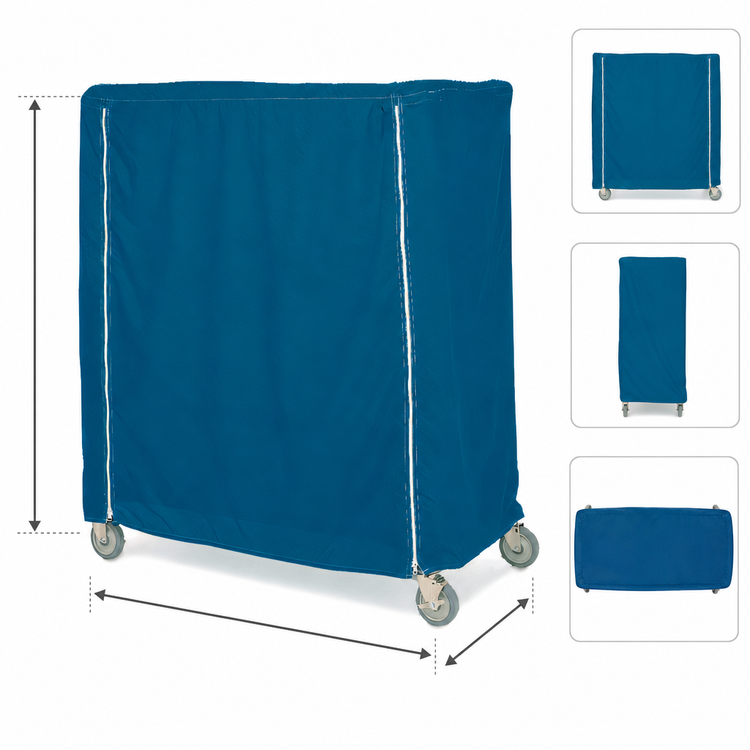 Product image #3 for Metro 48 x 18 x 54-Inch Mariner Blue Nylon Banquet Cart Cover with Velcro Fastener