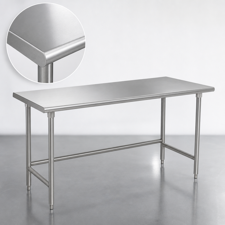 Product image #3 for Advance Tabco TAG-2410 120-Inch x 24-Inch Flat Top Stainless Steel Work Table with Open Base and Galvanized Legs