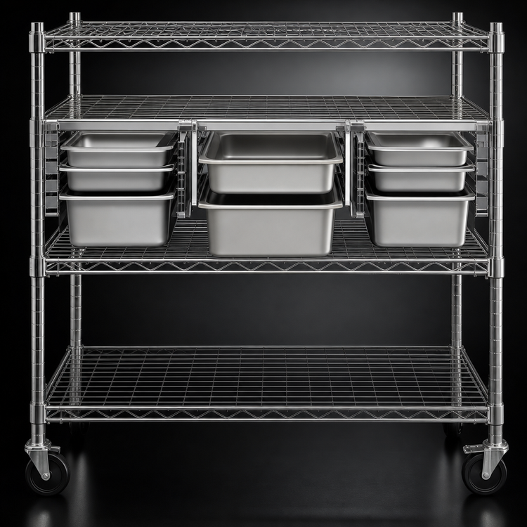 Product image #3 for Super Erecta Nickel-Chrome Wire Tray/Tote Slide System for 21-Inch Shelves