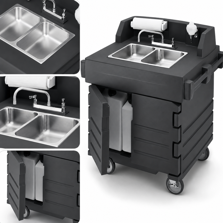 Product image #4 for Cambro CamKiosk® Mobile 2-Compartment Hand Sink Cart with Fresh Water and Refuse Tanks