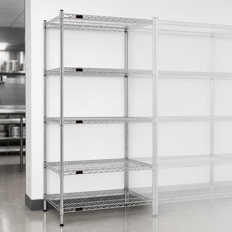 Product image #3 for Eagle Group 72"W x 21"D x 74"H Chrome-Plated 5-Tier Wire Shelving Starter Unit