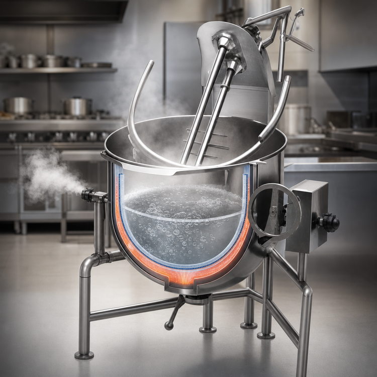 Product image #3 for Legion 80-Gallon Direct Steam Tilting Kettle with 2/3 Jacket and Tri-Leg Base