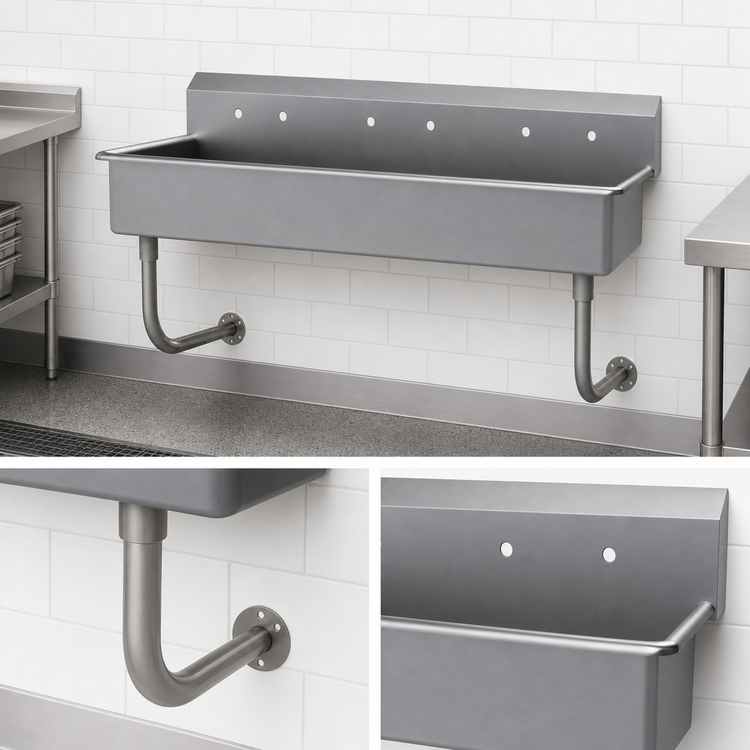 Product image #3 for Advance Tabco FC-WM-60 Wall Mounted Multiwash Hand Sink, 60 Inch Wide, 3 Faucet Hole Sets
