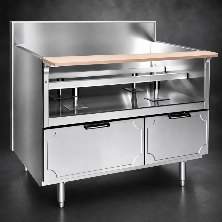 Product image #3 for La Rosa 54-Inch Dry-Drawer Equipment Stand with 3 Drawers and Richlite Cutting Board