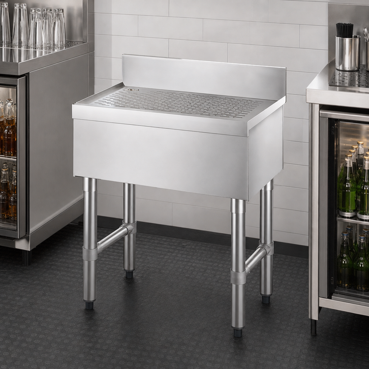Product image #3 for Steel Works Stainless Freestanding Underbar Drain Board, 48 x 18 x 34 Inches, 4-Inch Splash