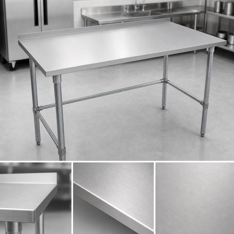 Product image #3 for John Boos Stallion 72-Inch x 36-Inch Stainless Steel Top Work Table with 1-1/2-Inch Rear Backsplash and Galvanized Base
