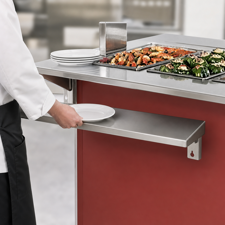 Product image #3 for Vollrath 4-Series Signature Server ADA Operator-Side Plate Rest with Lift-Off Bracket, 46 Inch x 7 Inch