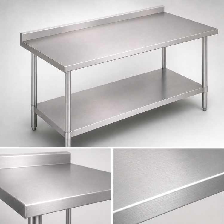 Product image #3 for John Boos Stallion Economy 72" x 30" Stainless Steel Work Table with 5" Backsplash and Undershelf