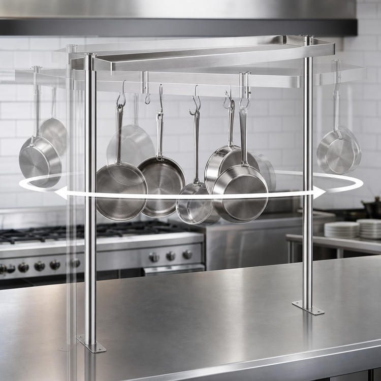 Product image #4 for 60-Inch Adjustable Table-Mounted Stainless Steel Pot Rack
