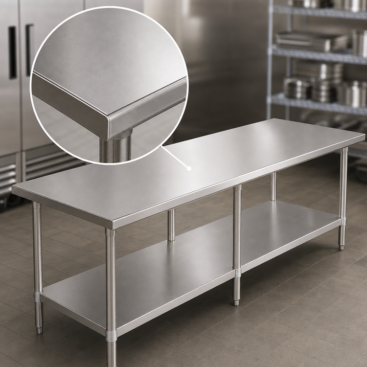 Product image #3 for Eagle Group Spec-Master 108"W x 48"D 14-Gauge Stainless Steel Work Table with Undershelf