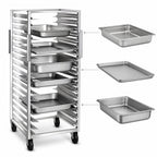 Thumbnail image #3 for Dinex DXPUW6618 Mobile Universal Tray Rack, Aluminum, Open-Sided, 18-Pan Capacity, Fixed 3-1/8-Inch Guides, 5-Inch Swivel Casters