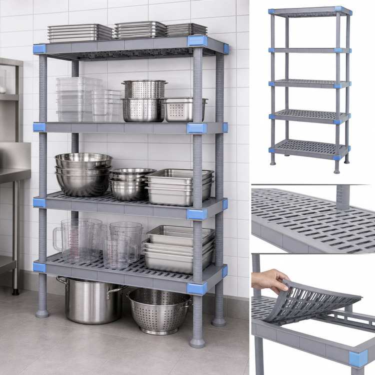 Product image #3 for Quantum Millenia 5-Shelf Polymer Shelving Unit, 72"W x 24"D x 62"H, 2,000 lb. Capacity