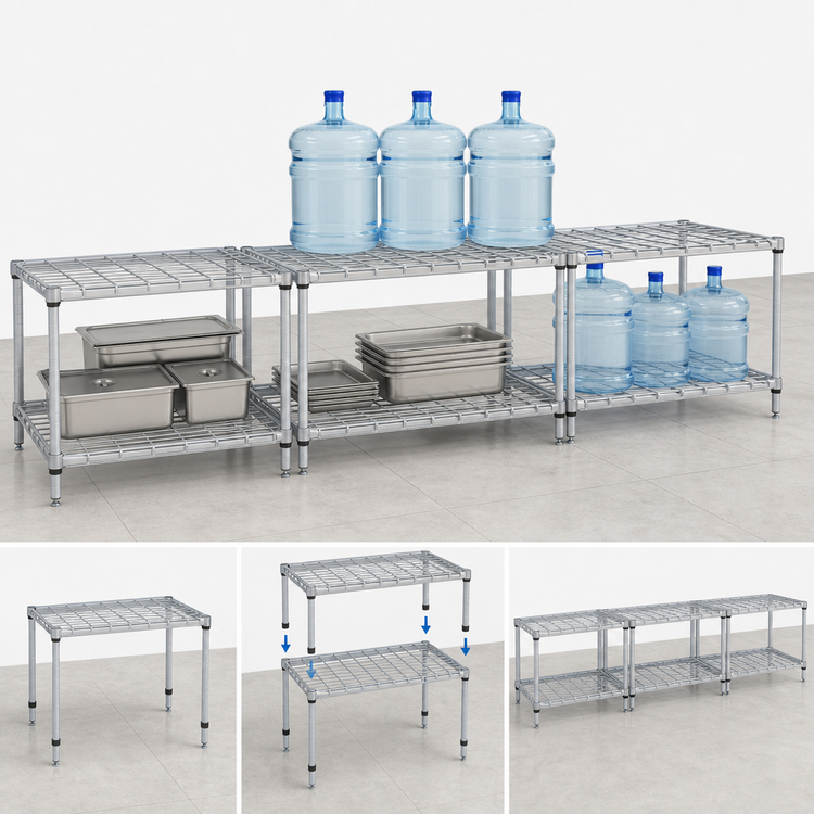 Product image #3 for Modular Wire Dunnage Rack, 30 x 24 x 14 Inches, 1500 lb. Capacity, Gray Epoxy Antimicrobial Finish