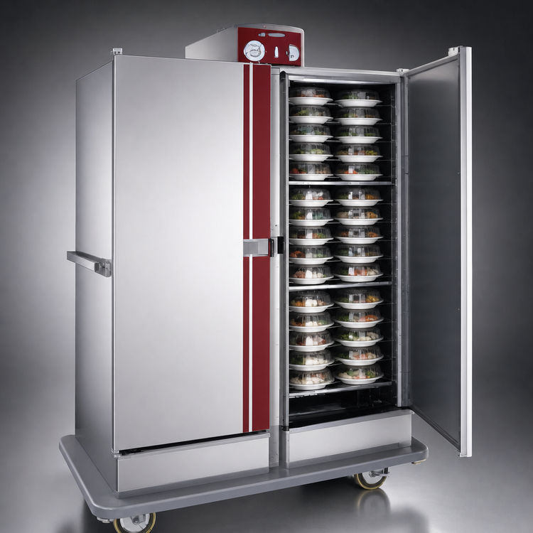Product image #3 for EquaHeat Mobile Double-Door Electric Banquet Holding Cabinet for Pre-Plated Meals, 120 Plate Capacity