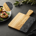 Thumbnail image #3 for American Metalcraft Olive Wood and Black Marble Square Serving Peel with Handle, 10 x 9 Inches