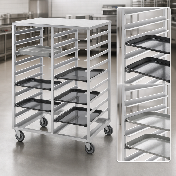 Product image #3 for Channel Manufacturing Aluminum Cafeteria Tray Delivery Rack, Double Section Side-Load, 36-Tray Capacity