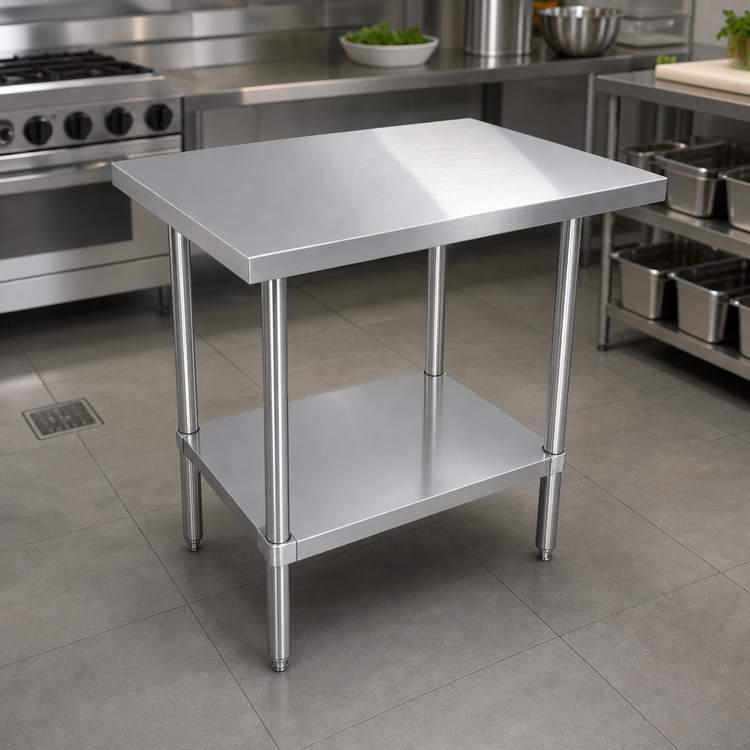 Product image #3 for Sapphire 30 Inch x 24 Inch Stainless Steel Flat Top Work Table with Undershelf