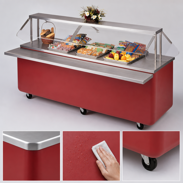 Product image #3 for Dinex Reflections 36-Inch Mobile Modular Solid Top Serving Counter with Stainless Steel Top