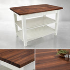 Thumbnail image #4 for John Boos WAL-C4836-2S 48"W x 36"D Walnut Wood Top Work Table, 1-1/2" Edge-Grain Top, Painted Wood Base, 2 Slatted Undershelves